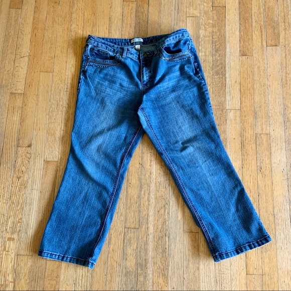 Christopher Banks Blue Straight Leg Rhinestone Pockets Ankle Jeans 16 Short - Picture 3 of 10